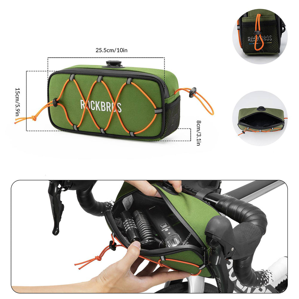 Rockbros TL001 ROAD TO SKY 1.9L Waterproof Handlebar Bike Bag - Green_2