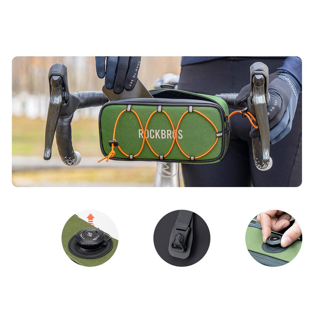 Rockbros TL001 ROAD TO SKY 1.9L Waterproof Handlebar Bike Bag - Green_4