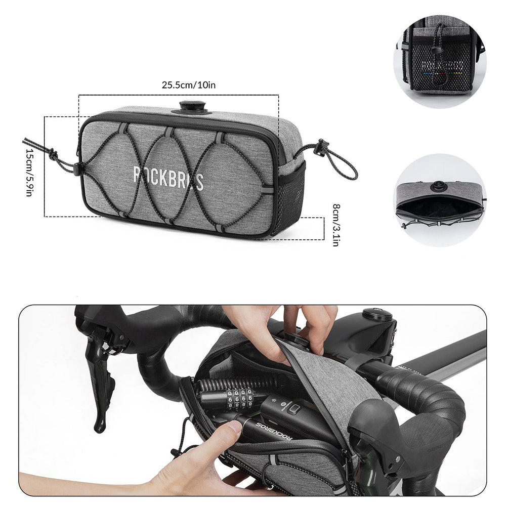 Rockbros TL001 ROAD TO SKY 1.9L Waterproof Handlebar Bike Bag - Gray_2