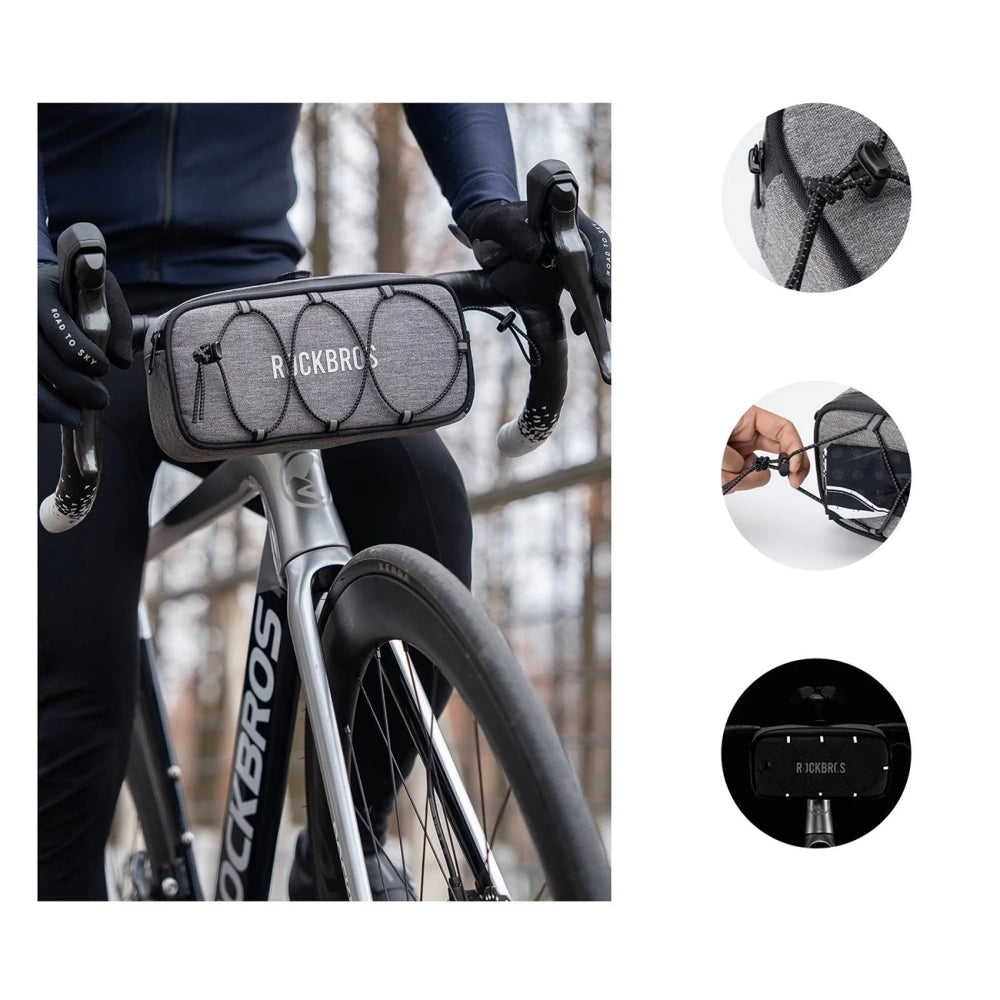 Rockbros TL001 ROAD TO SKY 1.9L Waterproof Handlebar Bike Bag - Gray_3
