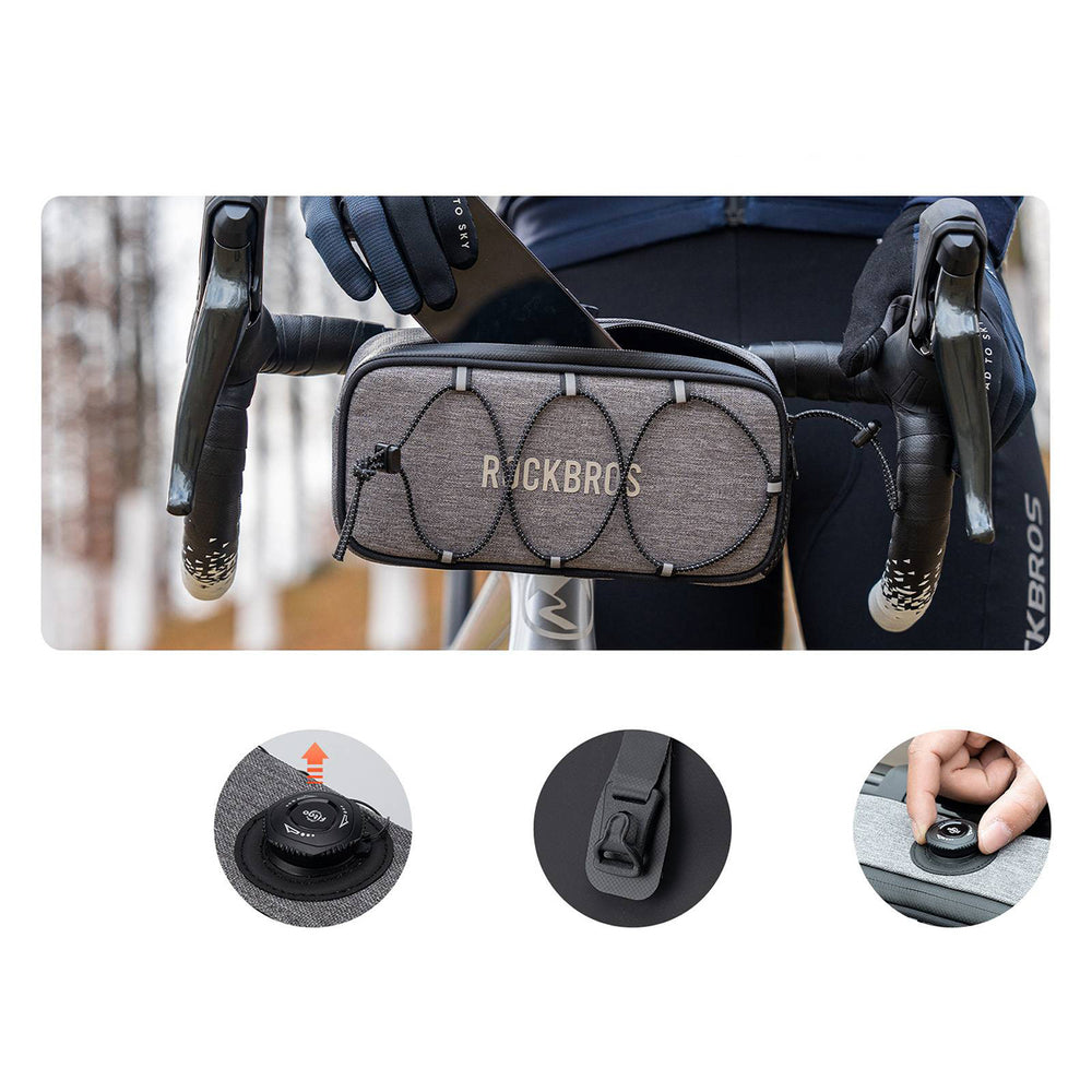 Rockbros TL001 ROAD TO SKY 1.9L Waterproof Handlebar Bike Bag - Gray_5