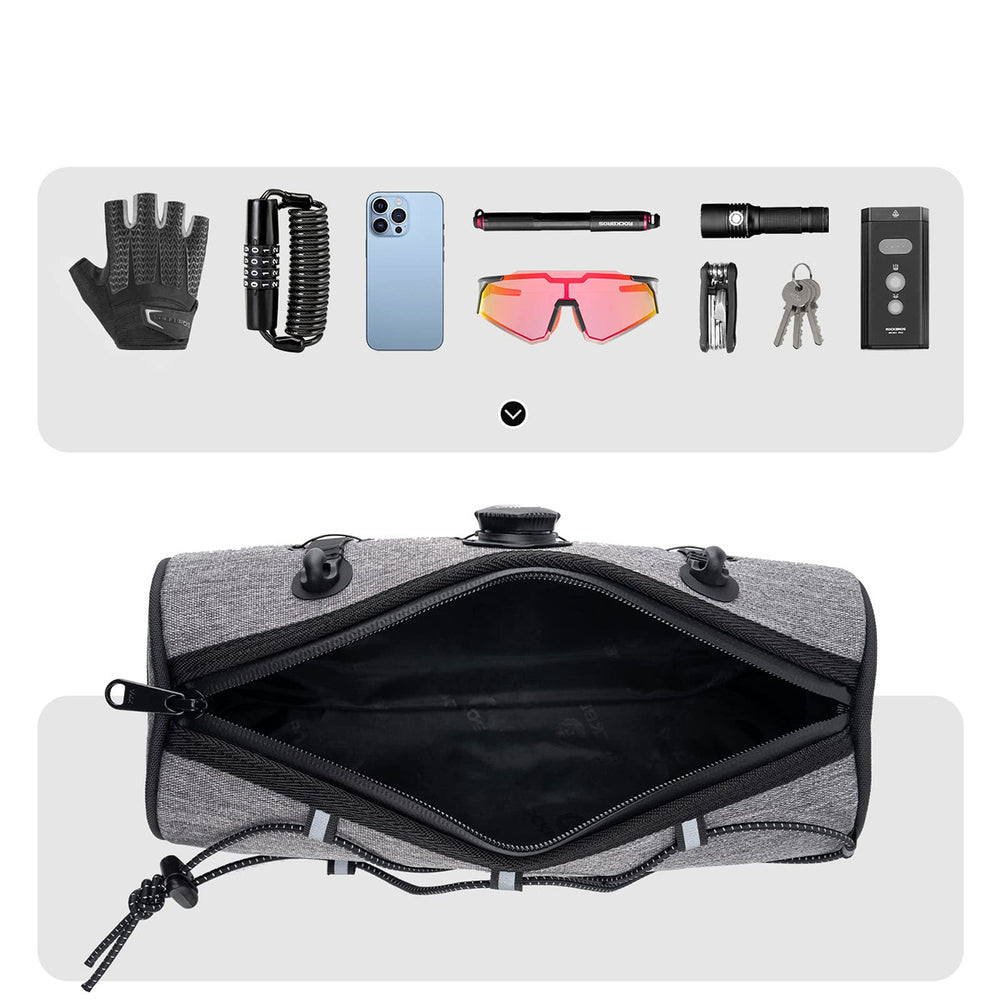 Rockbros TL002 ROAD TO SKY 1.5L Waterproof Handlebar Bike Bag - Gray_7