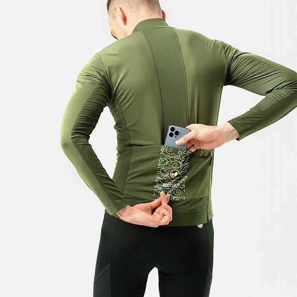 Rockbros TLWT001 ROAD TO SKY windproof insulated cycling jersey L - green_3