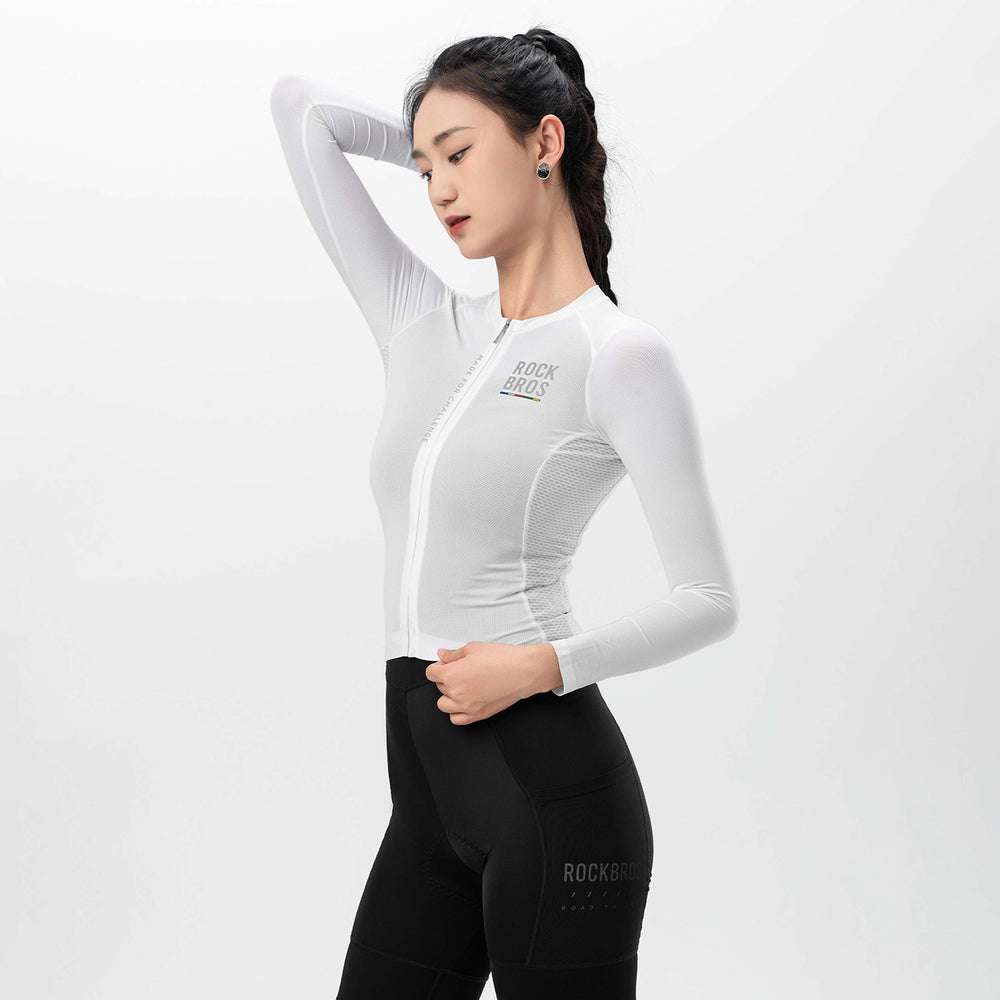 Rockbros 15110012005 ROAD TO SKY Women's Cycling Jersey, Long Sleeve, L - White_2