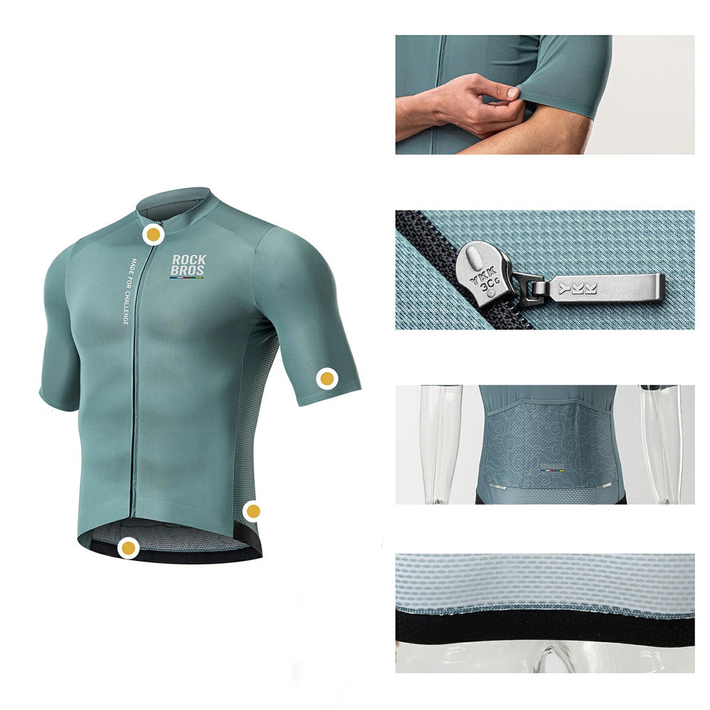 Rockbros 15120014016 ROAD TO SKY men's cycling jersey short sleeve S - gray-blue_3