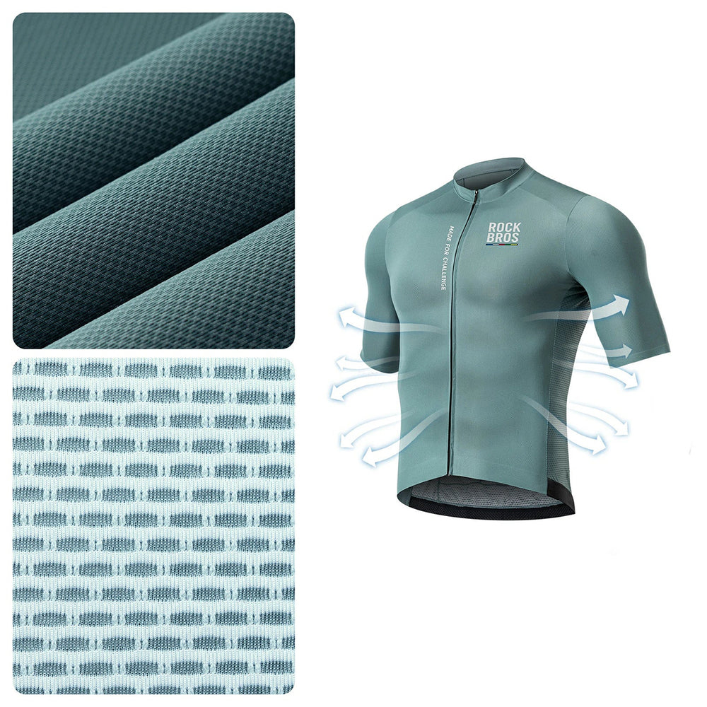 Rockbros 15120014016 ROAD TO SKY men's cycling jersey short sleeve S - gray-blue_4
