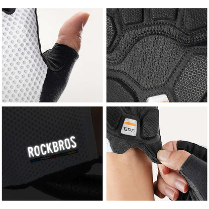 Rockbros TLS004 ROAD TO SKY Short Shock Absorbing Cycling Gloves L - White_4