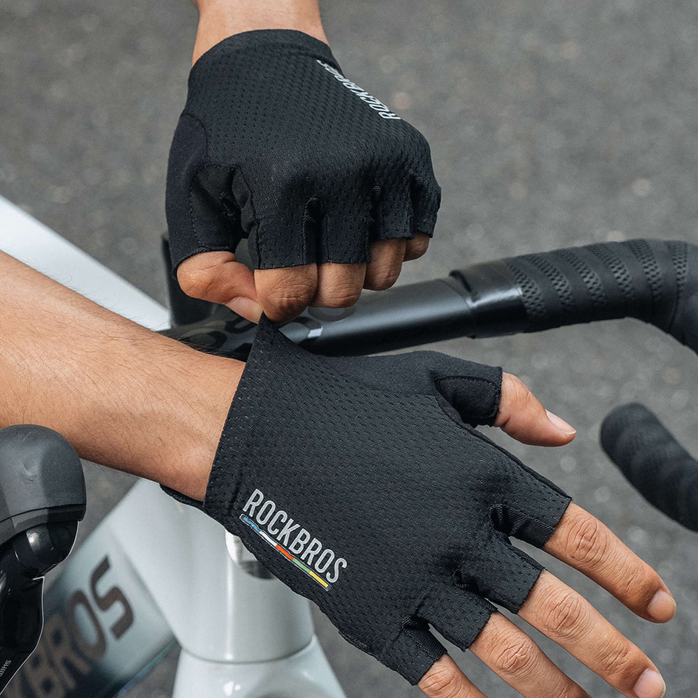 Rockbros TLS004 ROAD TO SKY Short Shock Absorbing Cycling Gloves S - Black_1