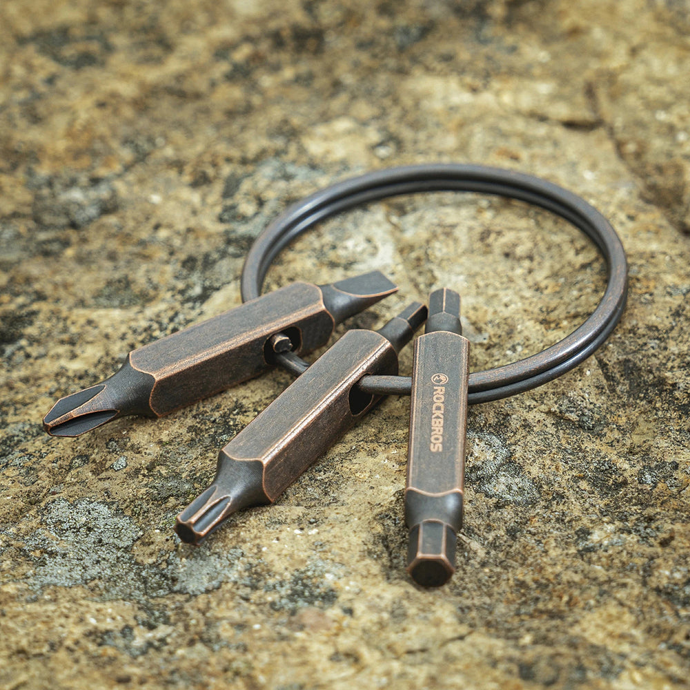 Rockbros VK-ARCO3 ROAD TO SKY Multitool 6-in-1 Keychain - Brown_3