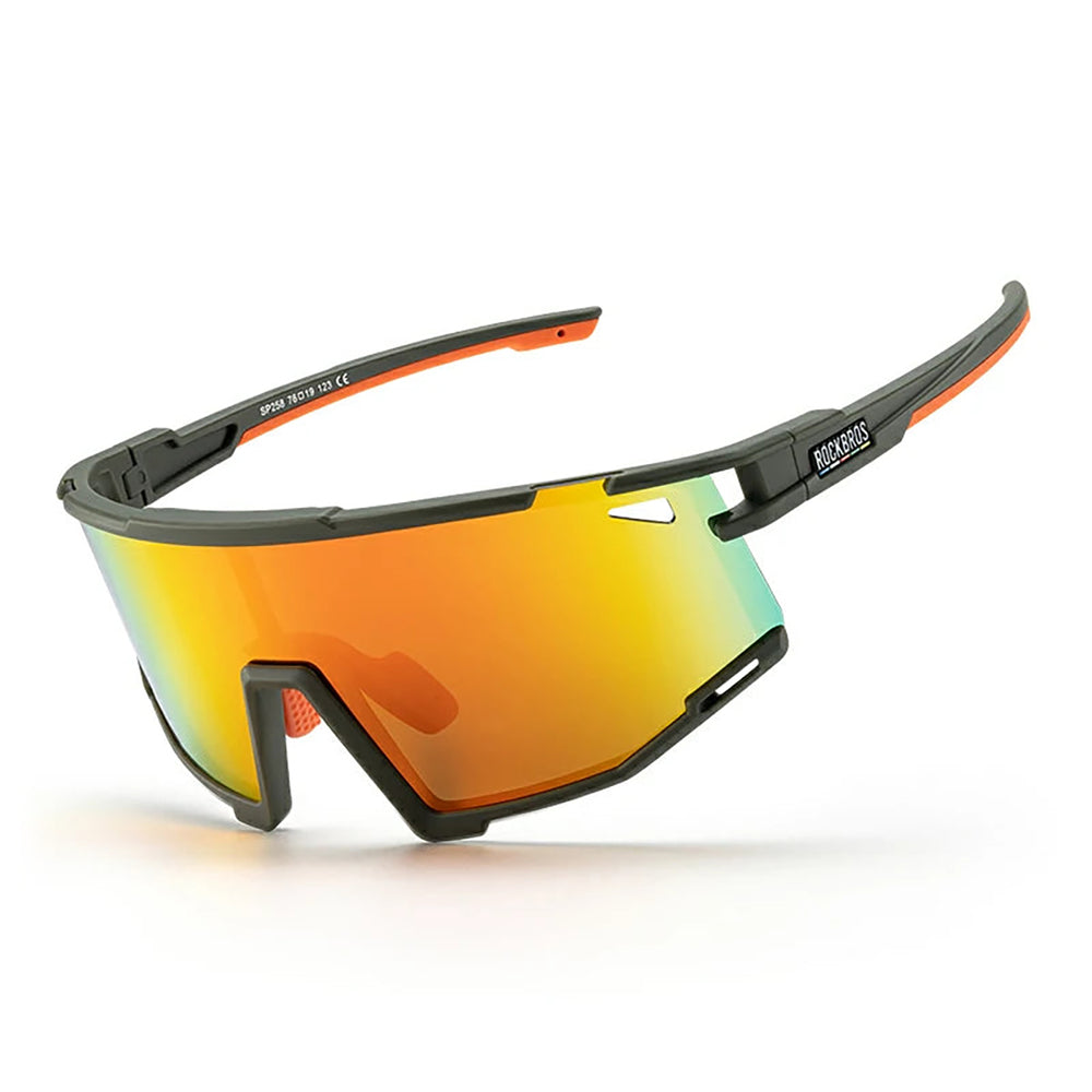 Rockbros SP258 ROAD TO SKY Cycling Glasses Polarized Orange Lenses - Green_0