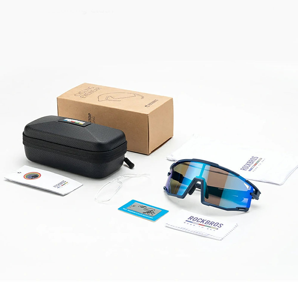 Rockbros SP258 ROAD TO SKY Cycling Glasses Polarized Blue Lenses - Navy Blue_3