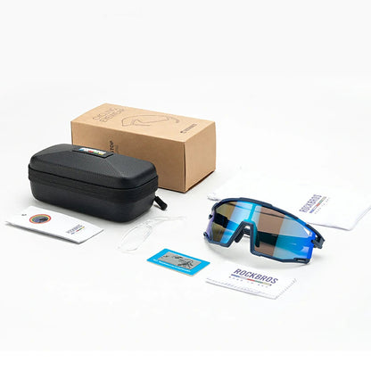 Rockbros SP258 ROAD TO SKY Cycling Glasses Polarized Blue Lenses - Navy Blue_3