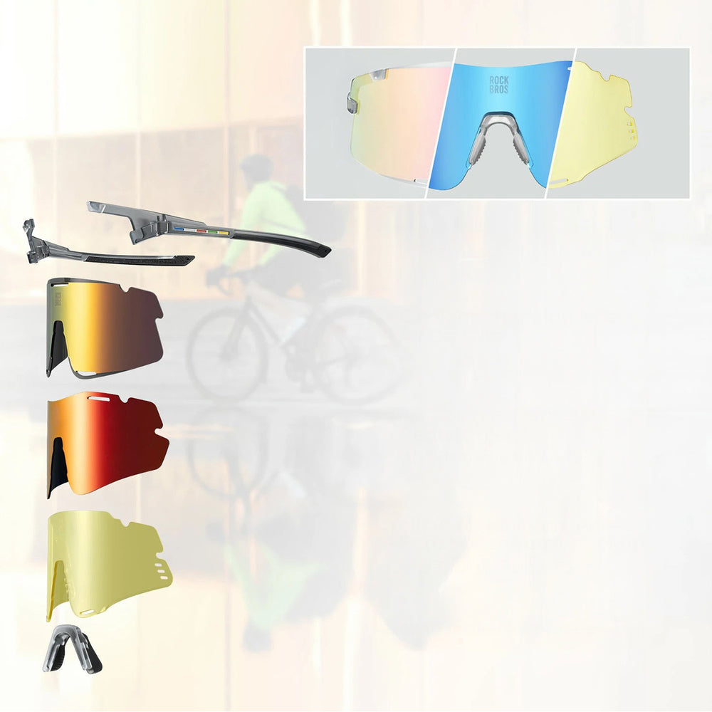 Rockbros SP338 ROAD TO SKY Cycling Glasses with Interchangeable Lenses - Gray_6