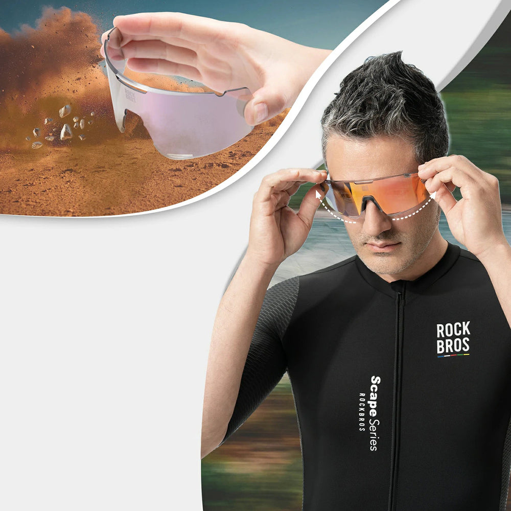 Rockbros SP338 ROAD TO SKY Cycling Glasses with Interchangeable Lenses - Gray_7