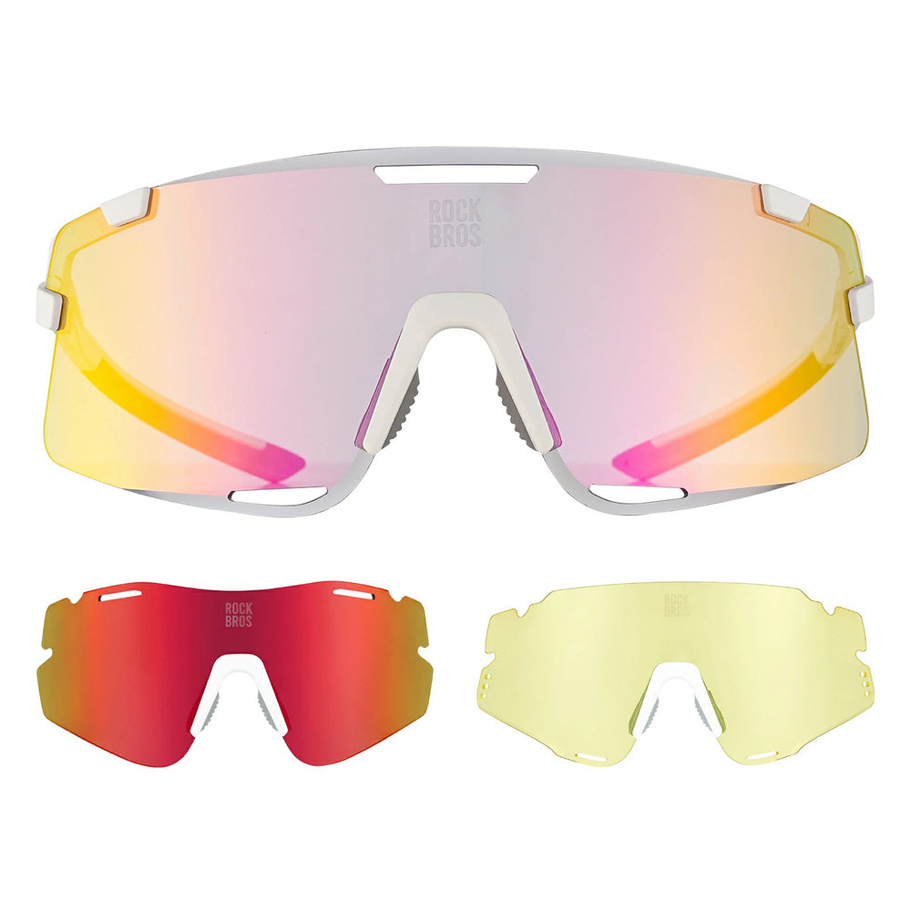 Rockbros SP338 ROAD TO SKY Cycling Glasses with Interchangeable Lenses - Cream_1