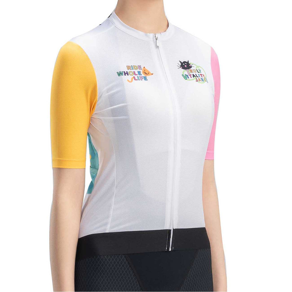 Rockbros 15210005003 S Women's Cycling Jersey with Print - White_3