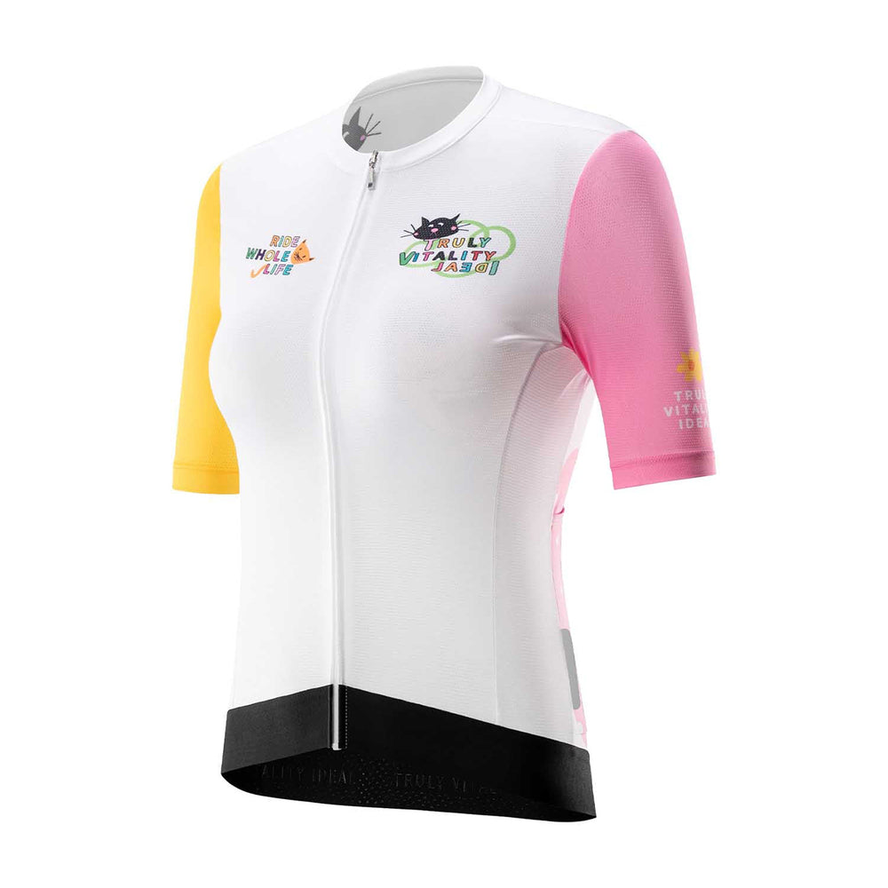 Rockbros 15210005005 L Women's Cycling Jersey with Print - White_0