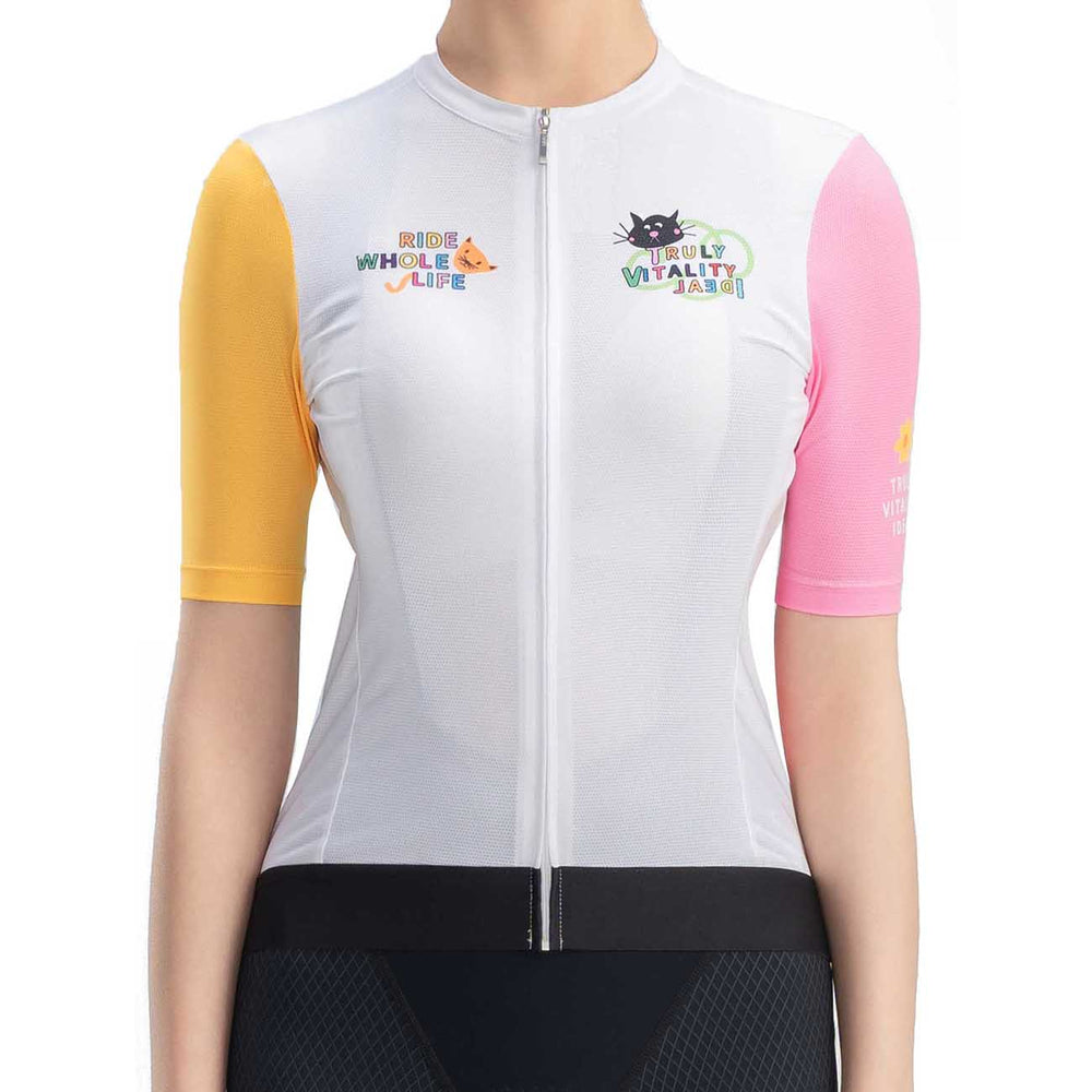 Rockbros 15210005005 L Women's Cycling Jersey with Print - White_1