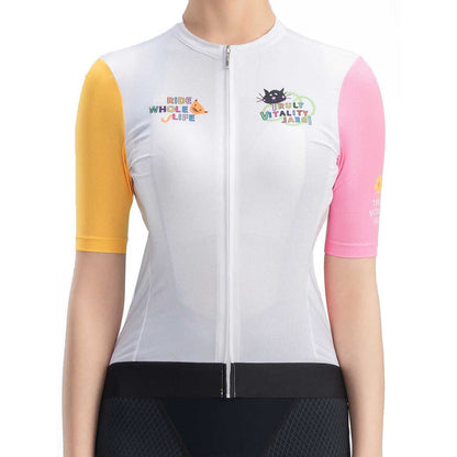 Rockbros 15210005005 L Women's Cycling Jersey with Print - White_1