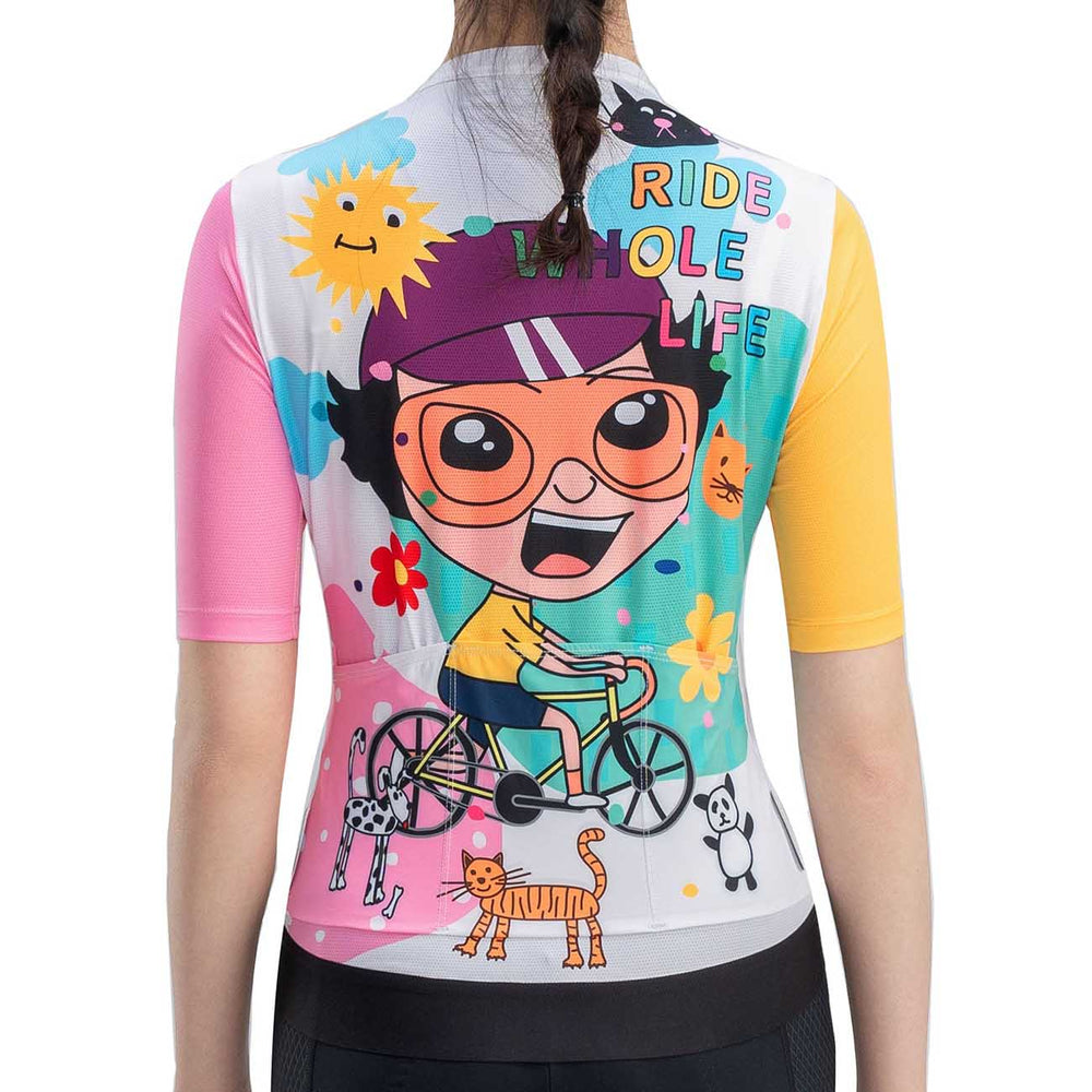 Rockbros 15210005005 L Women's Cycling Jersey with Print - White_4
