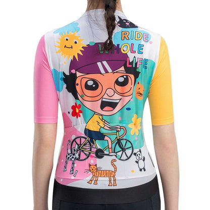 Rockbros 15210005005 L Women's Cycling Jersey with Print - White_4