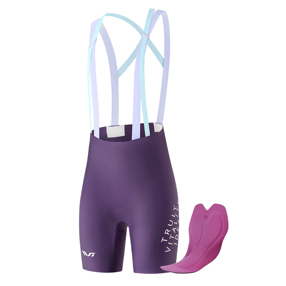 Rockbros YDDK017-1 TVI Women's Cycling Shorts with Bib and Pad Size S - Purple_0