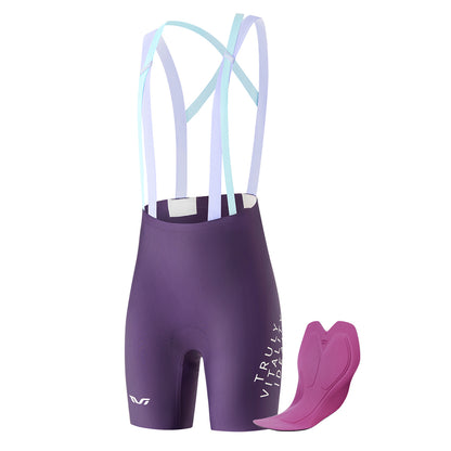 Rockbros YDDK017-1 TVI Women's Cycling Shorts with Bib and Pad Size S - Purple_0