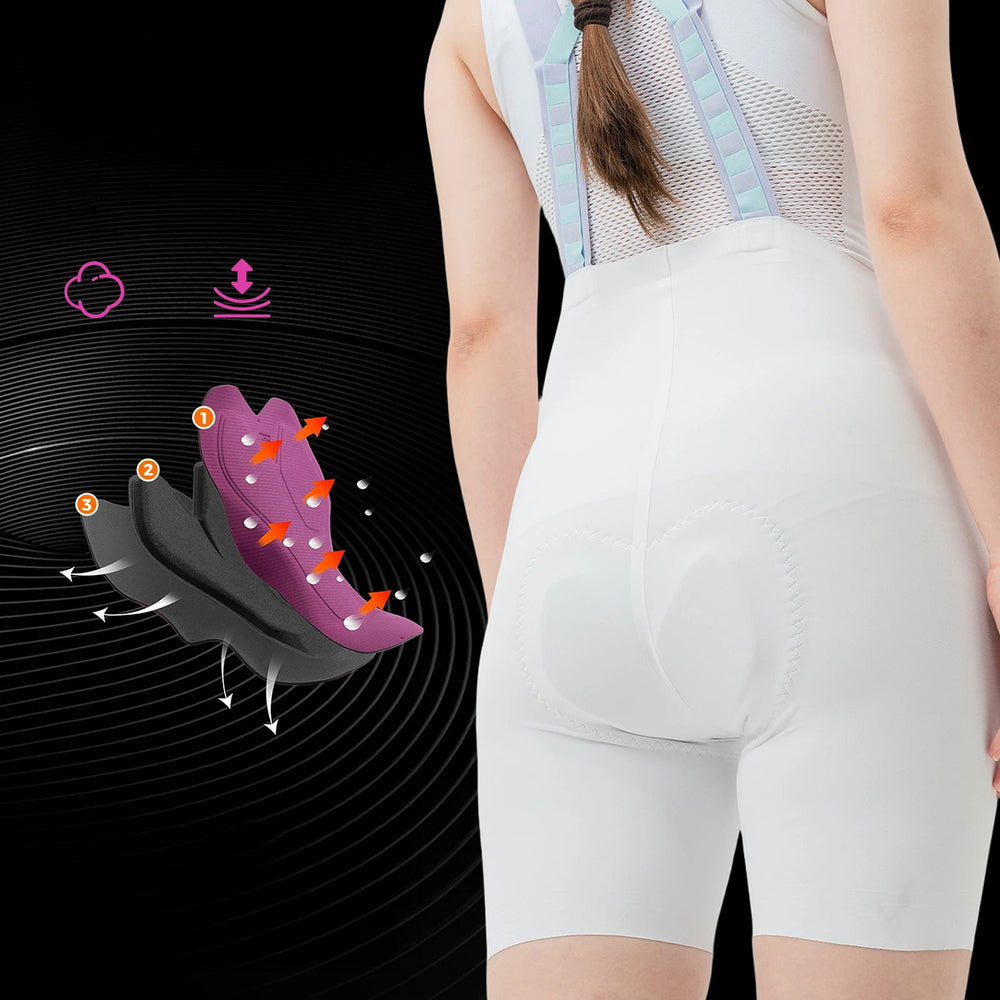 Rockbros YDDK017-1 TVI Women's Cycling Shorts with Bib and Pad Size L - White_2