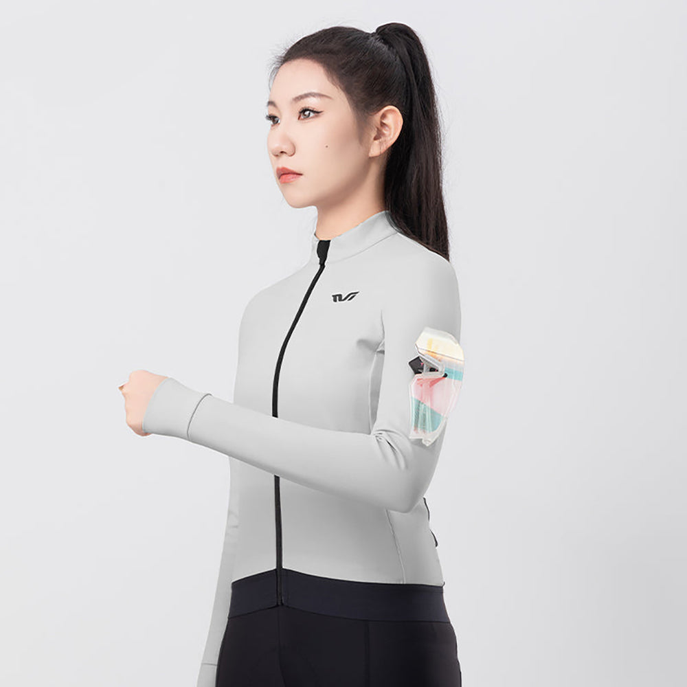 Rockbros YDWT006 TVI women's cycling jersey insulated autumn/winter L - white and gray_2