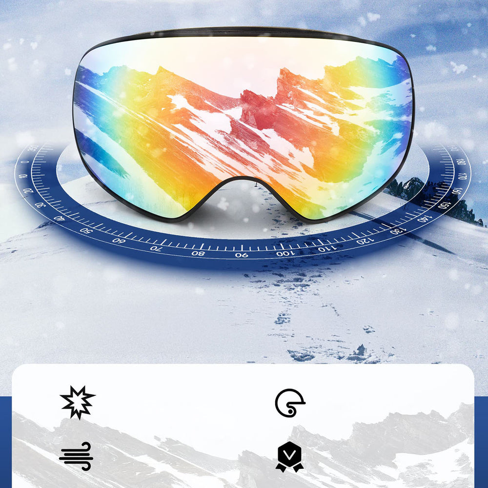 Rockbros SP284 Kids Ski Goggles Anti-Fog with UV Filter Gray Lens with Pink Mirror - White_3