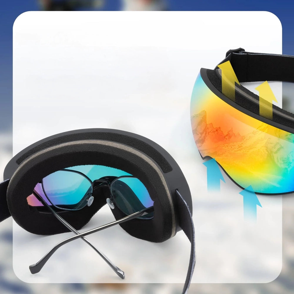 Rockbros SP284 Kids Ski Goggles Anti-Fog with UV Filter Gray Lens with Pink Mirror - White_4
