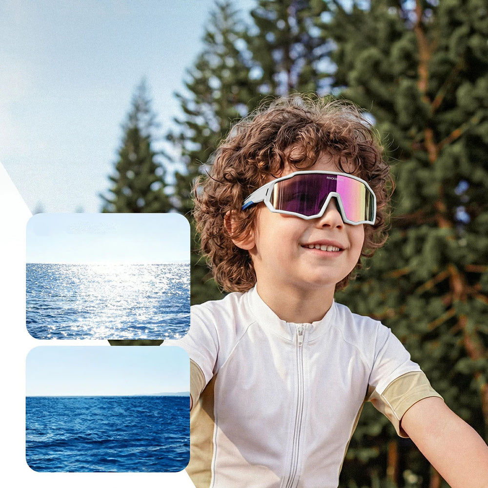 Rockbros SP383 Shining Warrior Cycling Glasses - Matte White Frame, Polarized Red Lenses_2