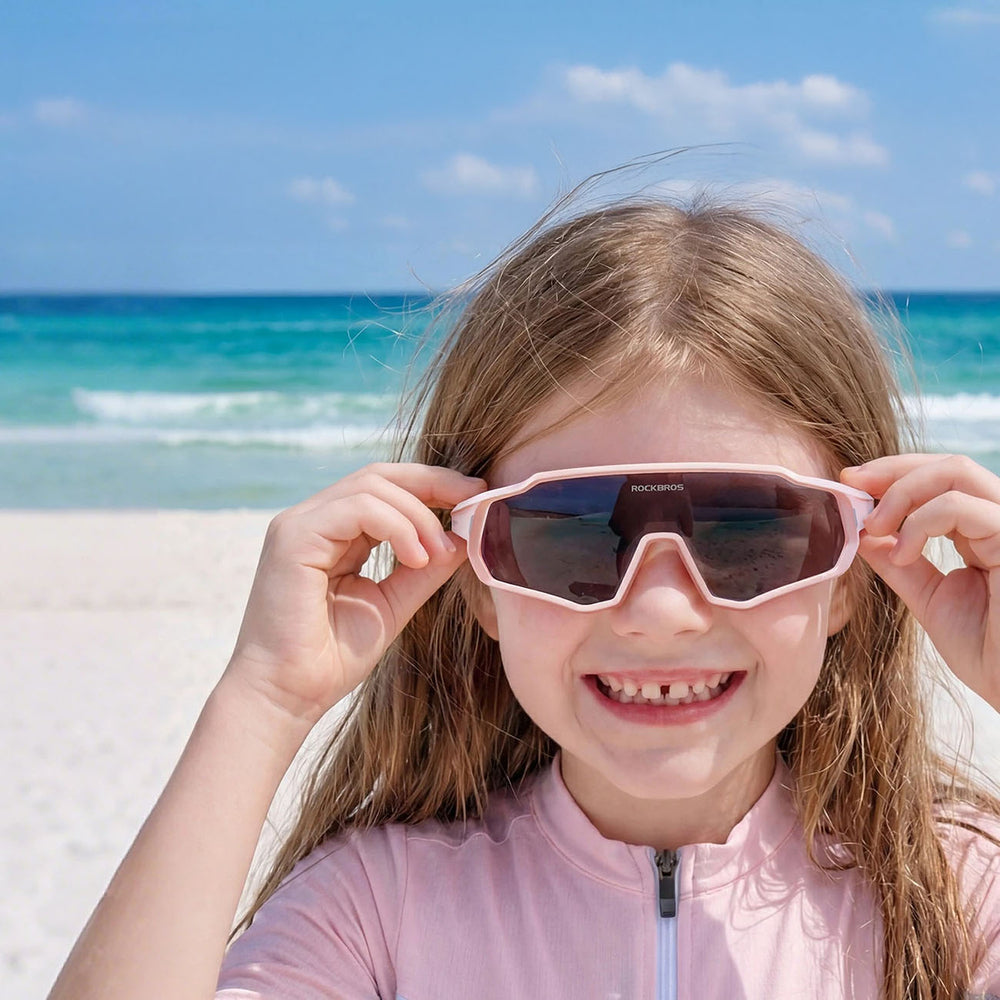 Rockbros SP383 Photochromic Cycling Glasses with UV400 Protection for Kids - Pink_1