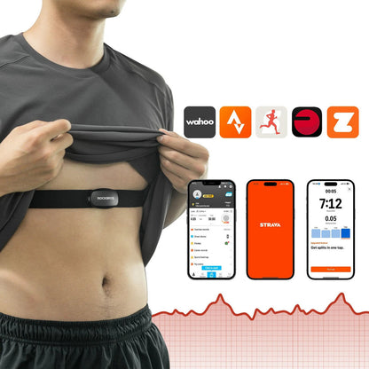Rockbros HRM812 Bluetooth ANT+ Heart Rate Monitor Belt HRM Sensor IP67 - Black_3