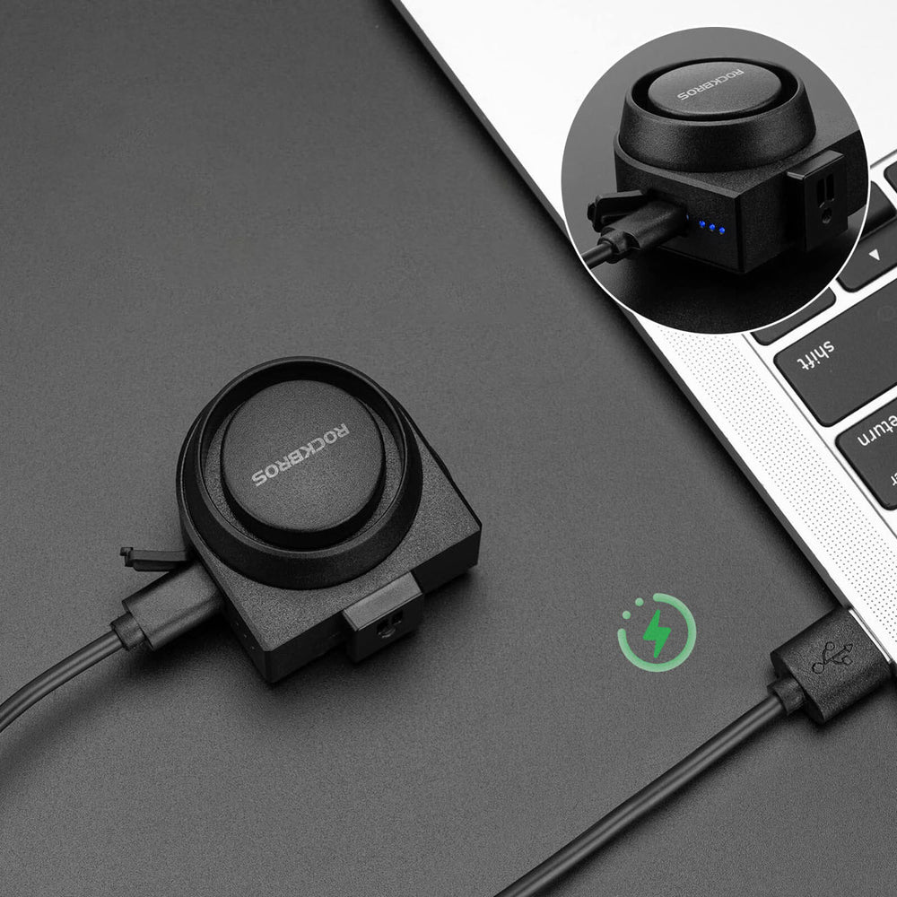Rockbros A2 Bicycle Bell with 115 dB Alarm and USB-C Remote Control - Black_2