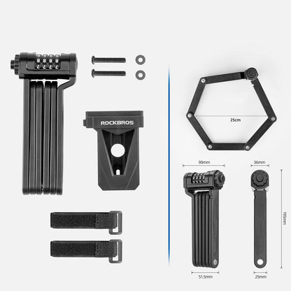 Rockbros LFCXR0085 Folding Bike Lock with Combination - Black_4