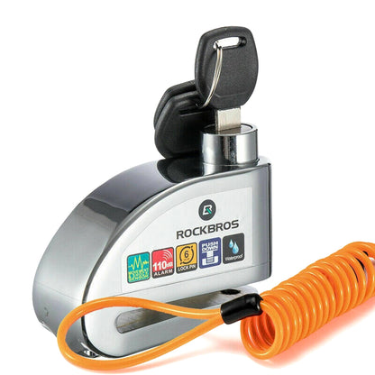 Rockbros LBAYG8308 Bike Lock with Alarm and Disc Lock - Orange_0