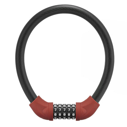 Rockbros RKS870-BK bicycle lock with code, steel cable, 85 cm - red_0