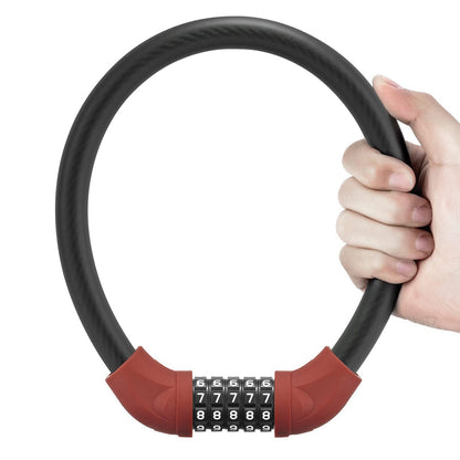 Rockbros RKS870-BK bicycle lock with code, steel cable, 85 cm - red_1