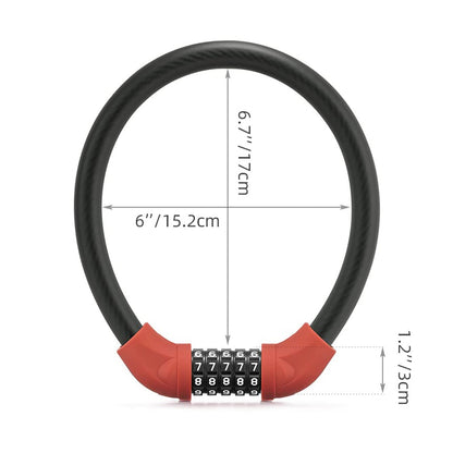 Rockbros RKS870-BK bicycle lock with code, steel cable, 85 cm - red_2