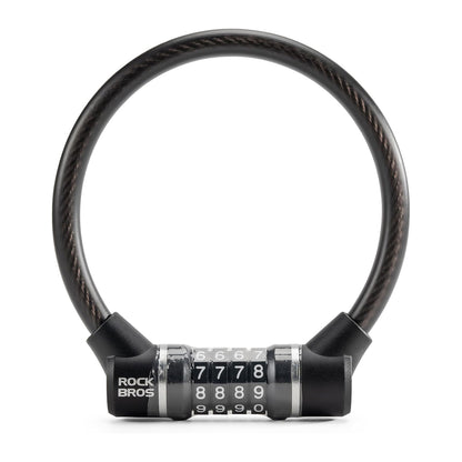 Rockbros 87639-4 bicycle lock with code and steel cable - black_0