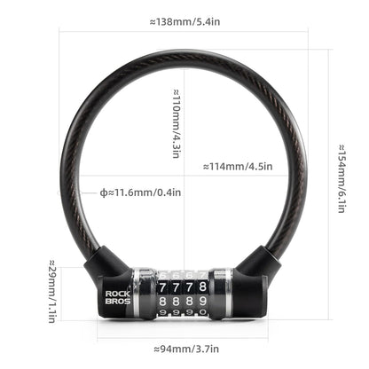 Rockbros 87639-4 bicycle lock with code and steel cable - black_1