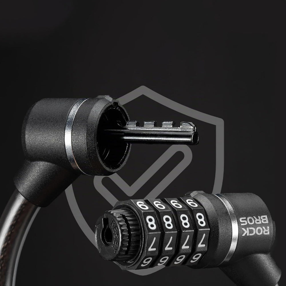 Rockbros 87639-4 bicycle lock with code and steel cable - black_3