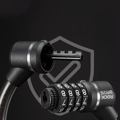 Rockbros 87639-4 bicycle lock with code and steel cable - black_3