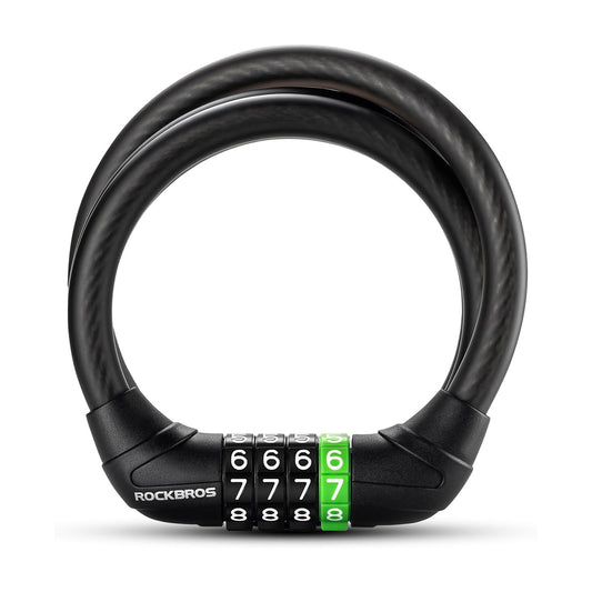 Rockbros 87632 bicycle lock with code, steel cable, 115 cm - black_0