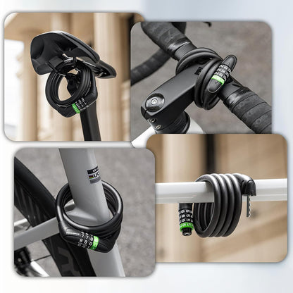 Rockbros 87632 bicycle lock with code, steel cable, 115 cm - black_5
