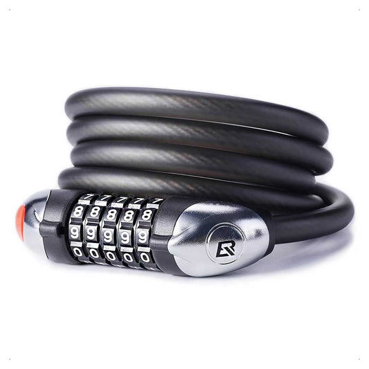 Rockbros RKS531 bicycle lock with 5-digit code, steel cable, 120 cm, with LED lighting - black_0