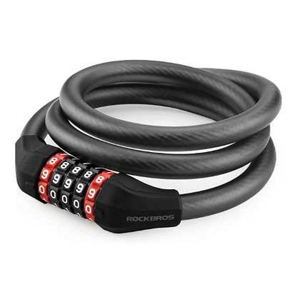 Rockbros RKS531 bicycle lock with 5-digit code, steel cable, 120 cm, with LED lighting - black_4