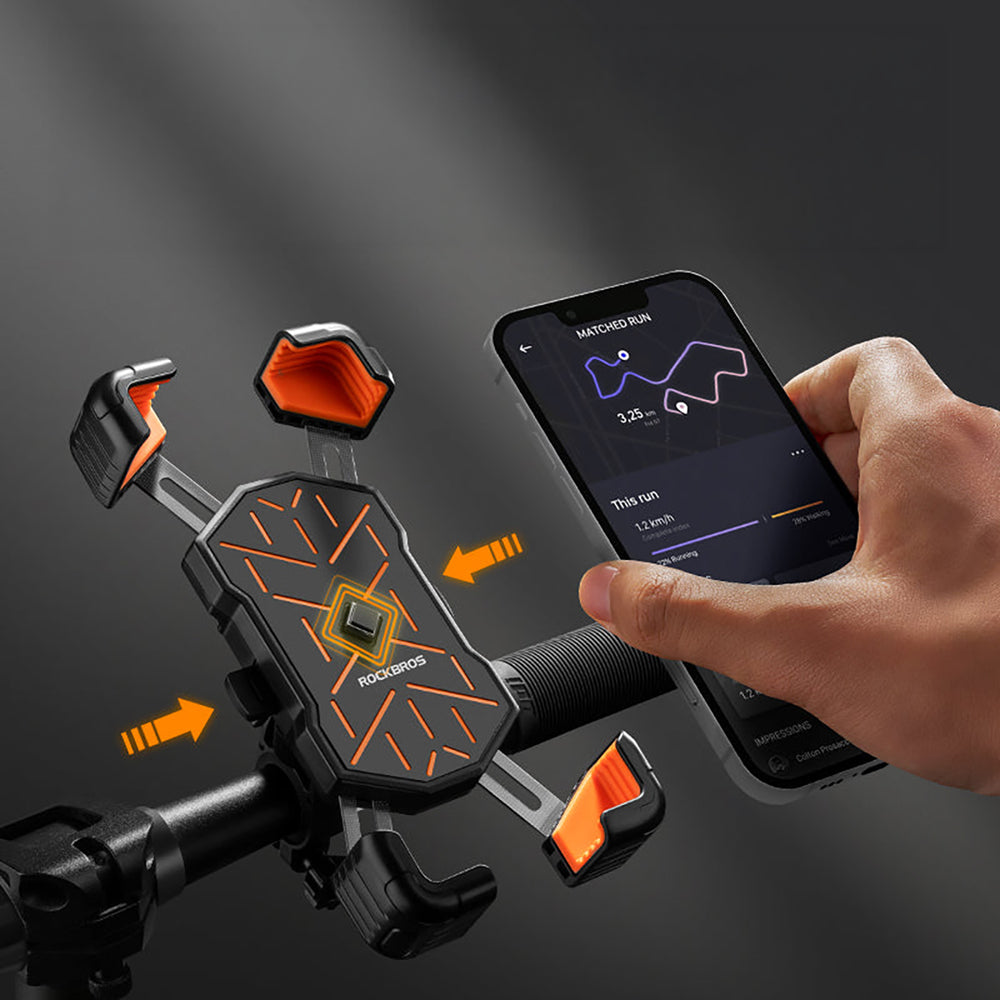 Rockbros HW-117 Handlebar Clamp Phone Holder - Black and Orange_2