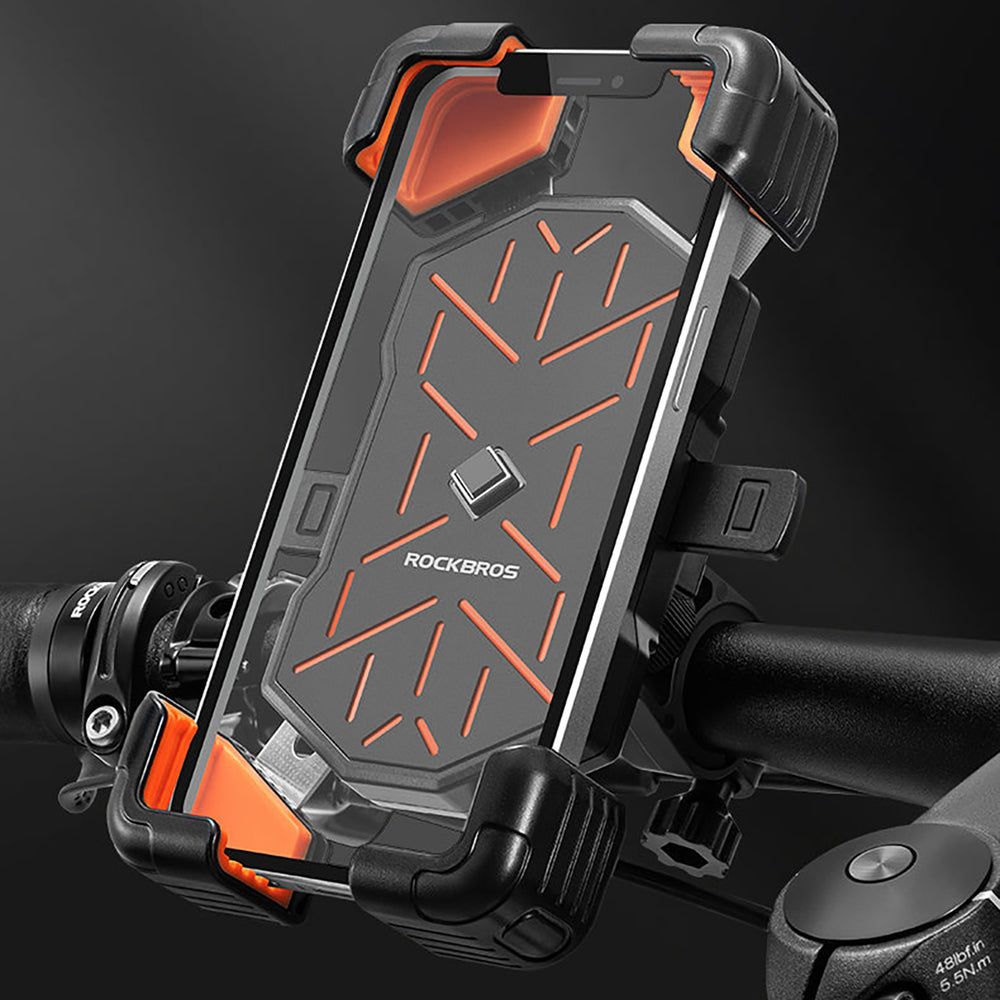 Rockbros HW-117 Handlebar Clamp Phone Holder - Black and Orange_4